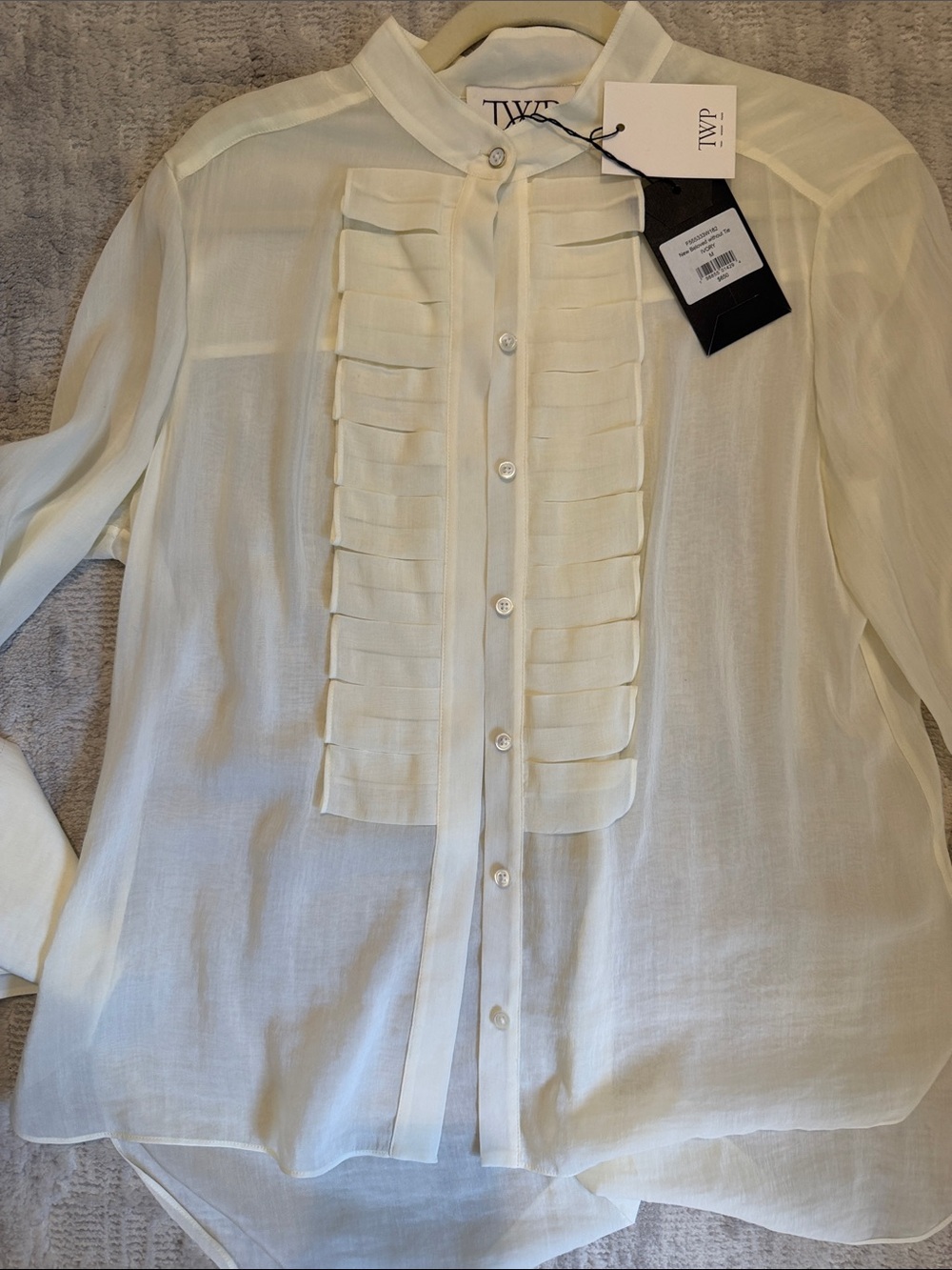 TWP NEW BELOVED Cream Pleated Front Button-Up Blouse